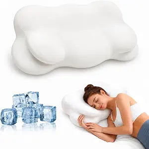Cloud Cervical Neck Pillow for Side Sleepers, Memory Foam Pillow | Ergonomic cloud-contour design with breathable cover and rounded side wings for side, back, and combination sleeping.