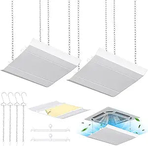 Shimeyao 2 Set Air Vent Deflector Adjustable Square Ac Vent Deflector Ceiling Air Conditioner Windshield Accessory for Central Conditioner Windshield (11.8 Inch)