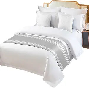 Bed Runner for King Size Bed, Grey Striped Bed Scarf Throws for Foot of Bed, Luxurious White Stripes Modern Abstract Art Luxury Bedding Protector Slipcover Bed Runners for Hotel/Home, 94 x 20 Inch