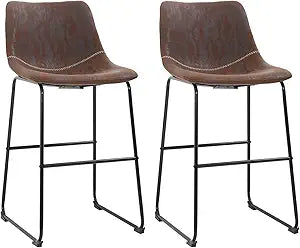 Fashion Barstools,Bar stools Set of 2 Bar Stool Counter Height bar stools Chairs Kitchen Stools with Back Island Chairs for Kitchen/Dining Room,Brown (37Inch)
