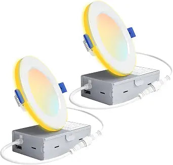 Ensenior 2 Pack 6 Inch LED Recessed Lights with Night Light, 5CCT 1100LM
