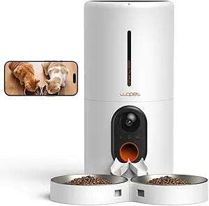 WOPET Automatic Cat Feeder with Camera for Two Cats, 6L Smart Pet Feeder with 1080P HD Video & Night Vision, 5G/2.4G WiFi Cat Dog Feeder, 2-Way Audio, SD Card Storage, Up to 10 Meals per Day