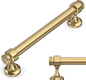 Amerdeco 10 Pack Champagne Bronze Cabinet Pulls 6.3 Inch Hole Centers Cabinet Handles for Kitchen Cabinet Hardware for Bathroom Drawer Handles IH0007