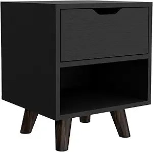 Crail Nightstand with Open Storage Shelf, Smooth-Glide Drawer, Sturdy Wooden Legs and Modern Bedside Organization for Books, Essentials and Decorative Items in an Elegant, Space-Saving Bedroom