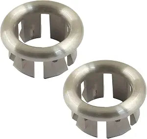 BokWin Sink Overflow Ring, 2 Pack Brushed Nickel ABS Basin Trim Cover Hole Insert in Caps for 0.86 Inch Hole, Easy Snap-in Bathroom Kitchen Sink Overflow Hole Cover Decor