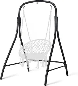 SUNCREAT Hammock Chair Stand, Heavy-Duty Steel Hammock Stand, 400 lbs Capacity, Adjustable Height, Dual-use Swing Stand for Outdoor Indoor, Hammock Chair not Included, Black