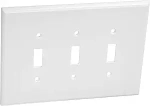 Leviton 3-Gang Toggle Switch Wallplate, Oversized, Thermoset, 88111, White