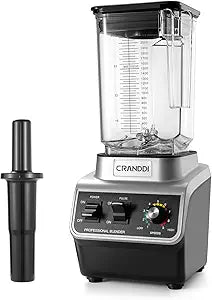 CRANDDI Professional Smoothie Blender, 80oz Countertop Blenders for Smoothies, Shakes & Ice Crushing, 1500W Compact Commercial Kitchen Blender with Stainless Steel Blade, 120V, K96