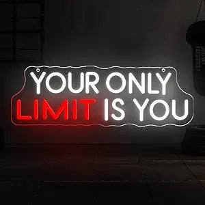 Your Only Limit Is You Neon Sign, Gym Motivational LED Wall Light Dimmable