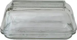 Creative Co-Op Vintage Embossed Glass Butter Dish, Clear