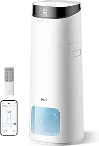 DREO 16L Smart Humidifier Large Room 1000 ft┬▓, 130H Cool Mist Air Humidifiers for Bedroom Plants Baby, Top Fill, Remote/Touch/Voice & APP Control, Clean Tank Technology, 30dB, RGB Light, HM755S White