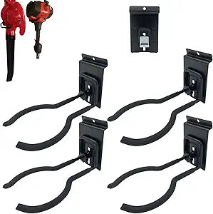 Adjustable Slatwall Hooks, Lockable Slatwall Weedeater & String Trimmer Hanger, Power Tool Hanger for Slatwall Accessories, Utility Hooks for Garage Storage - 8" x 4 Pcs