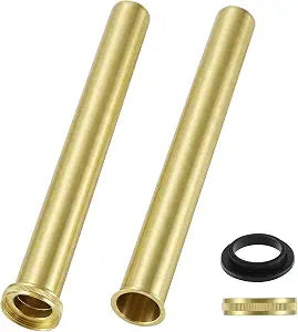 Tandefio 2 Pcs Flanged Sink Tailpiece 1-1/4" Od x 12", Brushed Gold
