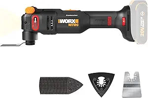 Worx Nitro 20V Cordless Oscillating Multi Tool with 5 Oscillation Angle, VibraFree Technology, Slim-body Design, Tool Only, 23 Pieces Accessories with Carrying Bag, WX698L.9