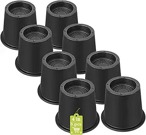 8 Pack Furniture Risers 4 Inch, Bed Risers Heavy Duty for Table Desk Couch Chair Sofa Cabinet Bed Frame Dorm, Round Table Leg Risers Lift Height 4", Black