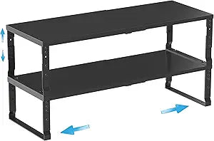 Expandable Spice Rack Organizion for Kitchen Cabinet, Seasoning,Bathroom Organizer Display Shelf, Stackable Multi-Purpose Shelves.Easy-to-Install2Packs/Black,Medium
