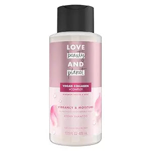 Love Beauty and Planet Vegan Collagen Moisture Shampoo, 13.5oz, Cruelty-free, Murumuru Butter & Rose for Color-Treated Hair Vibrancy, free from Sulfate, Paraben, Silicone