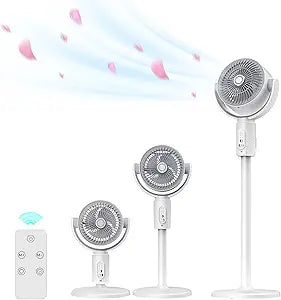SEASAND Standing Fan for Bedroom, Air Circulator, 90┬░+180┬░ Oscillating, 5 Speeds, 3 in 1 Pedestal & Tabletop, 15"/23.6"/32.3" Adjustable Height, With Remote Control, for Home, Dorm (White)