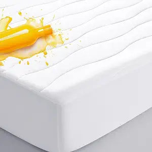 Cotton Waterproof Quilted King Mattress Protector, Breathable Soft Mattress Pad, Noiseless Fitted Mattress Cover, Bed Cover with Deep Pocket Fits Up to 22" Mattress (78 x 80 Inches, White)