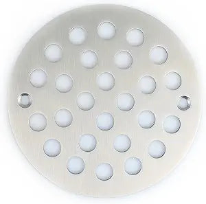 4OD Screw-in, Brushed Nickel Round Shower Drain Cover,Filters Debris