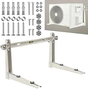 Mini Split Wall Mounting Bracket for Outside, 550 lb Heavy Duty Galvanized Steel AC Wall Mount with Leveling Bar and Anti-Vibration Pads, Fits 9000-36000 BTU Ductless Air Conditioner Heat Pump Units