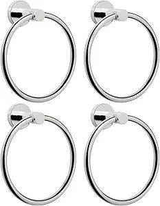 NearMoon Bath Towel Ring, Bathroom Hardware Accessories-Thicken Stainless Steel Hand Towel Holder for Bathroom, Modern Round Towel Hanger Wall Mounted (Chrome, 4 Pack)