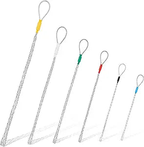 Yaocom 6 Pcs Cable Puller Socks 4-25 mm Cable Pulling Sock Grip Kit Eye Mesh Wire Grip Cable Puller Wire Mesh Cable Grip Galvanized Steel Wire Pulling Tools for Light and Heavy Cables