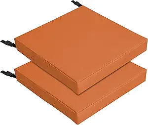 Easy-Going 22x22x3 in 2 Pack Waterproof Outdoor Chair Cushion Non-Slip Patio Garden Couch Seat Cushion with Zipper and Adjustable Straps Orange