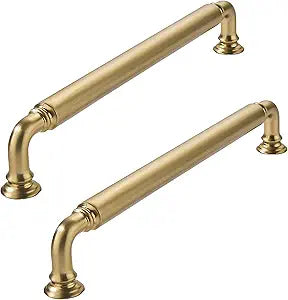 10 Pack 6 Inch Hole Center Champagne Bronze Cabinet pulls Champagne Brass Heavy-Duty Solid Cabinet Handle Hardware Suitable for cabinets Dressers Kitchens and Bathroom cabinets.
