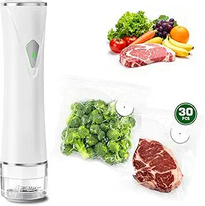 Compact Vacuum Sealer for Food, Portable Handheld Vacuum Sealer Machine with Visible Water Tank, 30 Reusable Bags, 5X Fresh Longer food preservation for Kitchen Meal Prep, Home & Camping