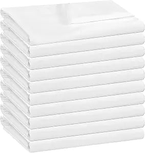 10 Pack White Flat Sheets Bulk Only Twin Size,Soft Microfiber Bedding Sheet for Home Salons HotelsGuests and Vacation Rentals, Wrinkle Free, Hotel Airb&bs Essentials for Hosts, 66"x96"