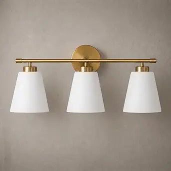 Hamilyeah Gold Bathroom Vanity Light Fixtures Over Mirror, 3 Light Vanity Lights with Frosted Glass, Industrial Vanity Lighting Fixtures for Bath, Restroom