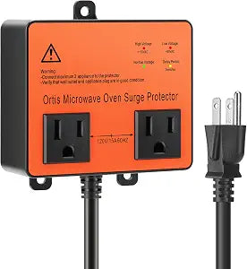 Microwave Surge Protector, Ortis Double Outlet Voltage Protector for Home Appliances with Time Delay, Protects Against Brownout, Spike, Instant Surge All Voltage Abnormalities, Orange