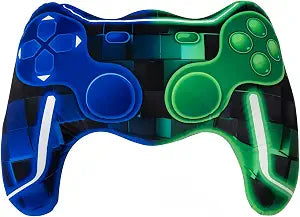 Meeting Story Game Controller Shaped Plush Throw Pillow Cushion Gamer Room Decoration for Sofa Couch/Computer Chair/Bed Gifts Gaming Pillow (Green Blue, Large)