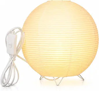 Totority Modern Paper Table Lamp, Japanese Lantern Style Bedside Night Light for Bedroom & Living Room, Minimalist Rice Paper Desk Lamp with Warm White E14 Bulb, Decorative Zen Home Lighting,US Plug