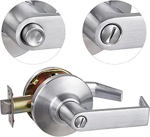 NEWBANG Grade 1 Commercial Privacy (Bathroom, Bedroom) Door Lockwith ADA UL Listed, 3-Hour Fire Rated Tested and Door Lever 1000000 Times Duariblity Turn Test, Satin Chrome FinishGRD1-72BK-1P