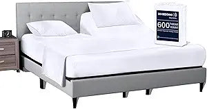 SGI bedding 32" King Split Top Flex Head Sheet 100% Egyptian Cotton - 600 Thread Count Flex Top Sheets Adjustable Bed - 4 Piece Set 15" Deep Pocket Sleep Number Bed - White Solid