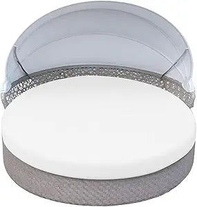 Outdoor Round Daybed Cushion Cover Waterproof,Patio Circle Day Bed Mattress Covers with Elastic Band,Sunbed Sun Island Cushions Replacement Slipcover,Cover ONLY (White, 66 * 6in)