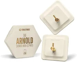 TOOLETRIES Arnold Silicone Shower Hook 2 Pack, Adhesive Hooks - Sand