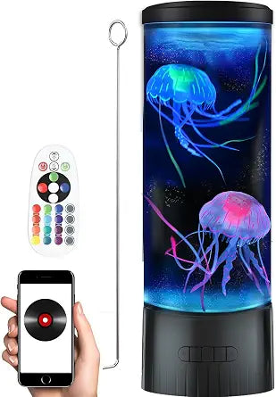 CALOVER Gifts for Kids Men Women Friends Family Cool Jellyfish Lamp Night Light with Speaker for Girls Boys Kids Home Office Bedroom Decor for Christmas Holiday Birthday Party