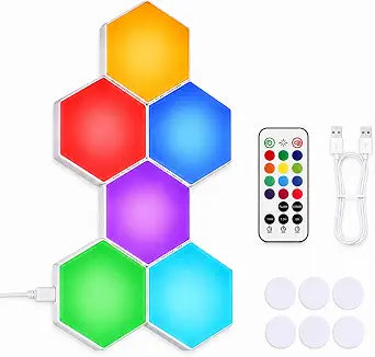 6-Pack Touch Hexagon Sensory Lights for Kids with Remote and Timer