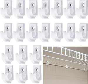 Amyhill 20 Pieces Wire Shelf Clips Down Wall Brackets Heavy Duty, White