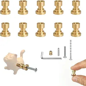 10-Pack Solid Brass M4 Connector Bases for DIY Cabinet Knob