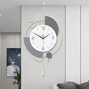 Dankeit Decorative Silent Quartz Wall Clock with Pendulum, Large for Living Room, Kitchen, Bathroom, Bedroom - 13x21.65in(Beige)