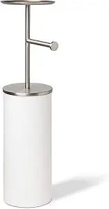 Umbra Portaloo Toilet Paper Stand and Reserve, White/Nickel