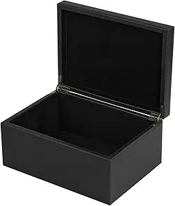 HofferRuffer Faux Leather Decorative Box, Large Wooden Structure Keepsake Box Accessory Organizer Jewelry Organizer with Hinged Lid, Storage Container for Home or Office (Black)