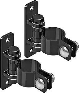Insaga Gate Hinges Heavy Duty Carbon Steel Chain Link Fence Parts Electroplated Finish, Removable Bolts for Wall Mount, Fits 1-7/8'' Outer Diameter Pipes/Posts for Farm, Fence Gate (2Pack, Black)