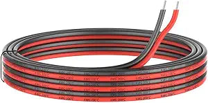 EvZ 22 AWG Silicone Wire, 33ft 22 Gauge 2 Conductor Parallel Wire, Ultra Flexible Tinned Copper 2 Pin Red Black Hookup Wire, High Temp 200C 600V Electric Cable for LED Strips, RC, DIY Projects
