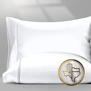 TEXAS LINEN CO. 100% Egyptian Cotton Pillow Cases King Size Set of 2 - Luxury 1500 Series Couture Comfortin' Collection Sateen Pillow Covers (White), Hotel Pillowcases, Fits King Size Pillows