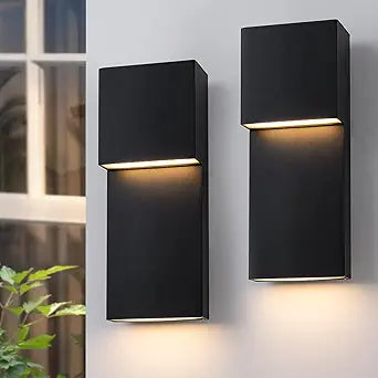 2 Pack 15''Modern LED Outdoor Wall Sconces 20W Integrated LED Outdoor Wall Mount Lights, Anti-Rust Matte Black Exterior Wall Light Fixtures, 3000K Warm White Porch Lights for Garage Entryway Patio
